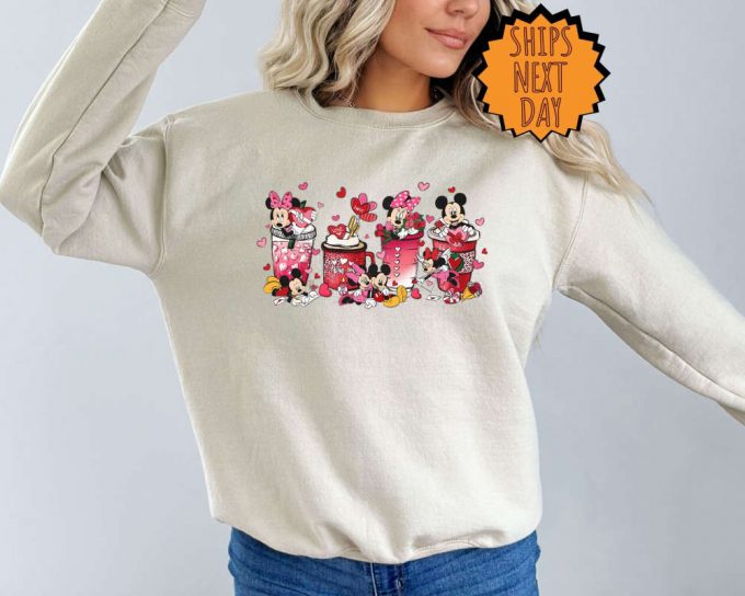 Valentines Day Mickey Minnie Coffee Sweatshirt, Coffee Lover Hoodie, Valentine Coffee Shirt, Valentines Day Sweater, Valentines Day Love Tee 5