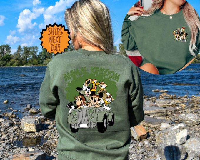 Vintage Disney Animal Kingdom Sweatshirt, Disney Family Safari Trip Hoodie, Disney Safari, Retro Mickey And Friends Two-Sided Safari Hoodie 4