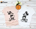 Vintage Mickey Minnie Vacation Shirt, Disney Matching Family Shirt, Disney Mickey and Minnie Sketch Shirt, Cute Disney Kids Shirt