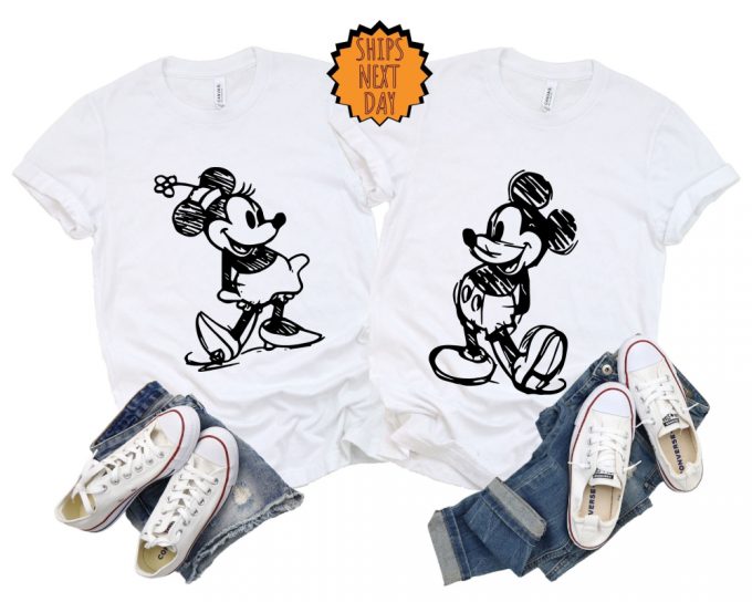 Vintage Mickey Minnie Vacation Shirt, Disney Matching Family Shirt, Disney Mickey And Minnie Sketch Shirt, Cute Disney Kids Shirt