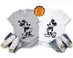 Vintage Mickey Minnie Vacation Shirt, Disney Matching Family Shirt, Disney Mickey and Minnie Sketch Shirt, Cute Disney Kids Shirt