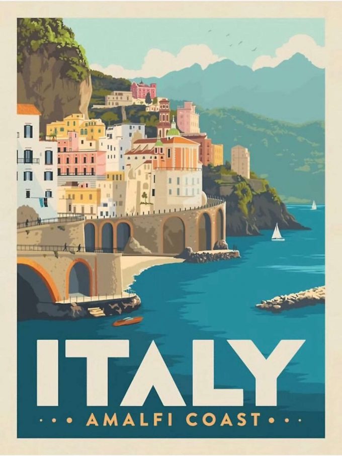 Vintage Visit To Italy Amalfi Coast Poster For Home Decor Gift Premium Matte Vertical Poster For Home Decor Gift 2