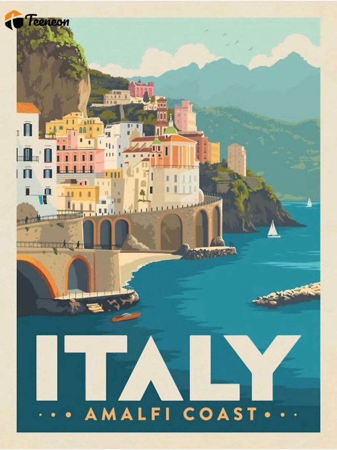 Vintage Visit To Italy Amalfi Coast Poster For Home Decor Gift Premium Matte Vertical Poster For Home Decor Gift 1