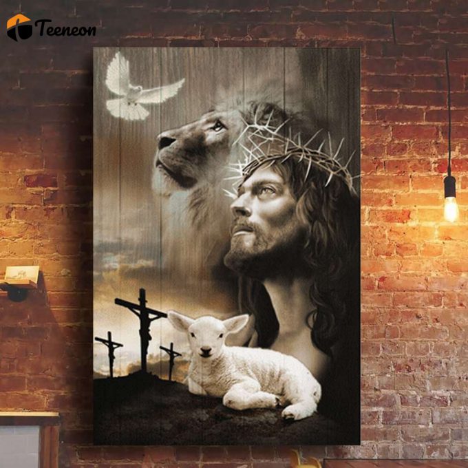 White Dove Lion Jesus Lamb Poster For Home Decor Gift For Home Decor Gift 1