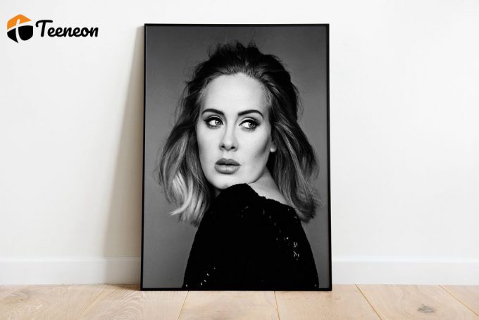 Adele Print: Elegant Black &Amp;Amp; White Poster For Home Decor Gift