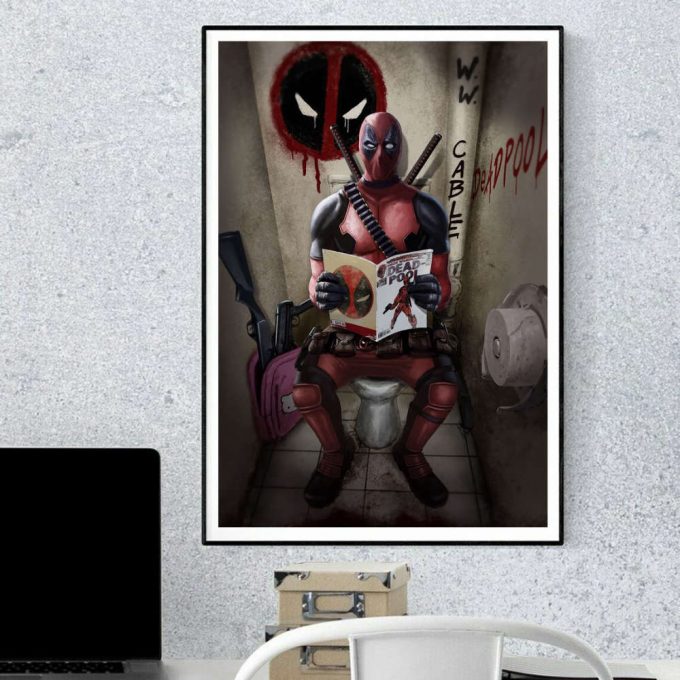 Deadpool Superhero Toilet Poster: Funny Movie Home Decor Gift 3
