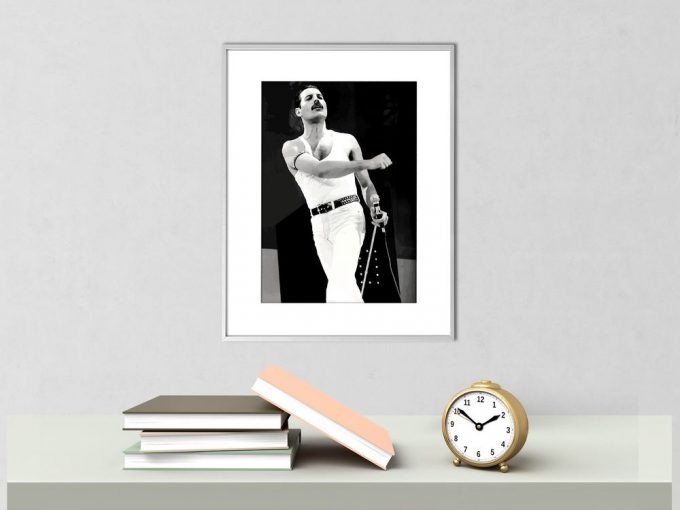 Freddie Mercury Poster: Black And White Home Decor Gift 4