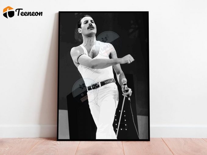 Freddie Mercury Poster: Black And White Home Decor Gift 1
