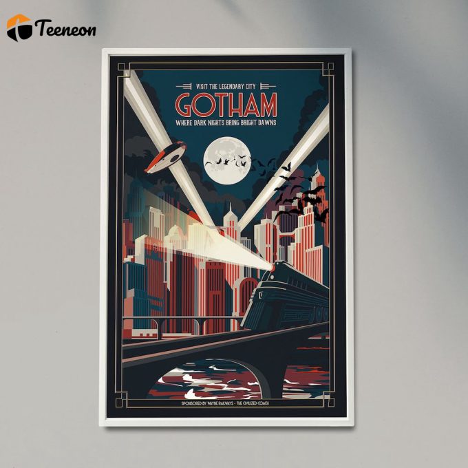 Gotham City Travel Poster For Home Decor Gift, Batman Art Deco Print 1