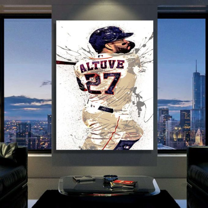 Jose Altuve Poster For Home Decor Gift, Houston Astros, Canvas Wrap, Poster For Home Decor Gift Print, Man Cave, Bar, Game Room 2