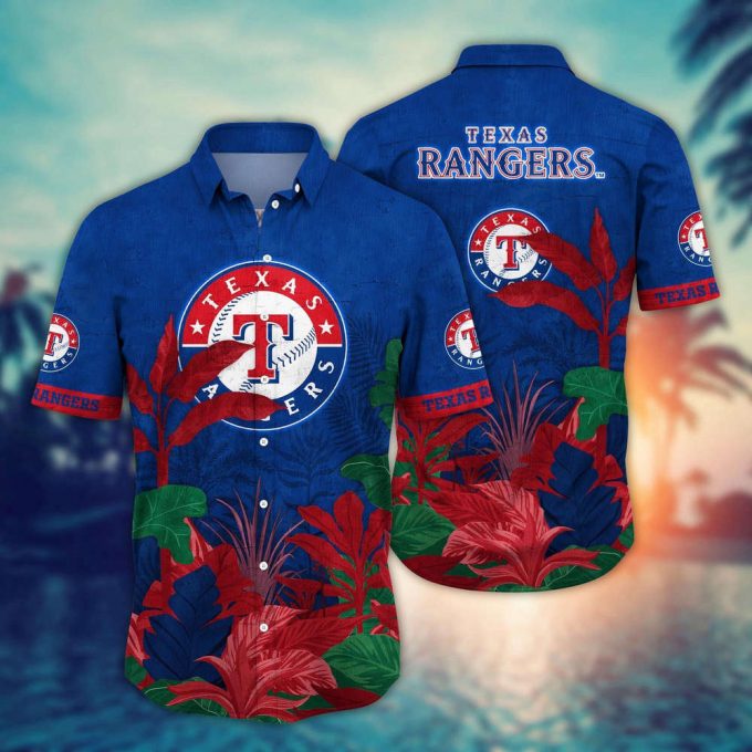 Mlb Texas Rangers Hawaiian Shirt Flower Tropical Trees Pattern For Fans 2