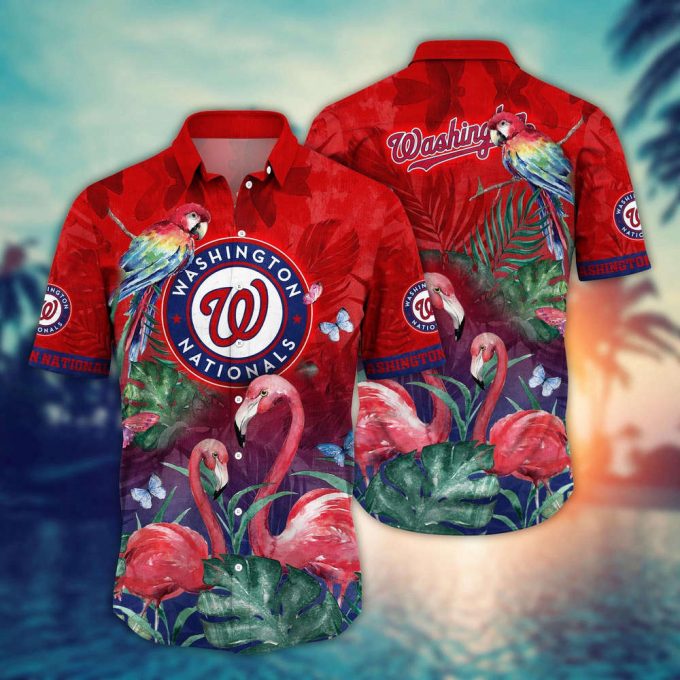 Mlb Washington Nationals Hawaiian Shirt Flower Pink Crane Pattern For Fans 2