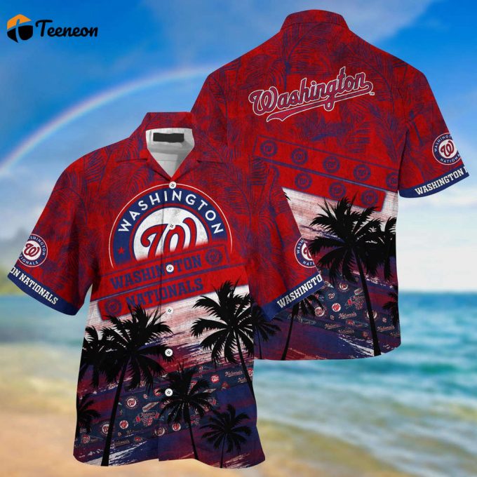 Mlb Washington Nationals Hawaiian Shirt Palm Tree Pattern For Fans Sports 1