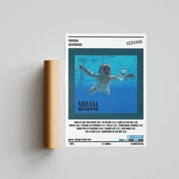 Nirvana Poster For Home Decor Gift | Nevermind Album Poster For Home Decor Gift 4