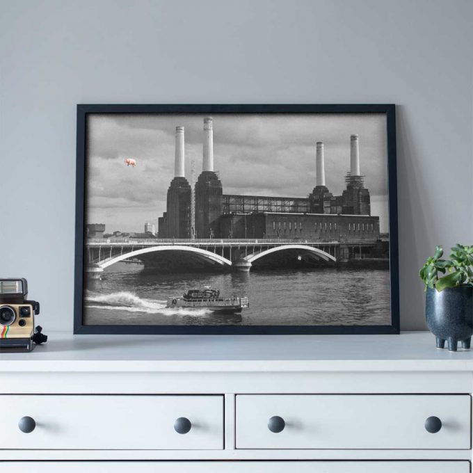 Pink Floyd Poster For Home Decor Gift For Home Decor Gift – Pink Pig Over Battersea 3 Black And White 3
