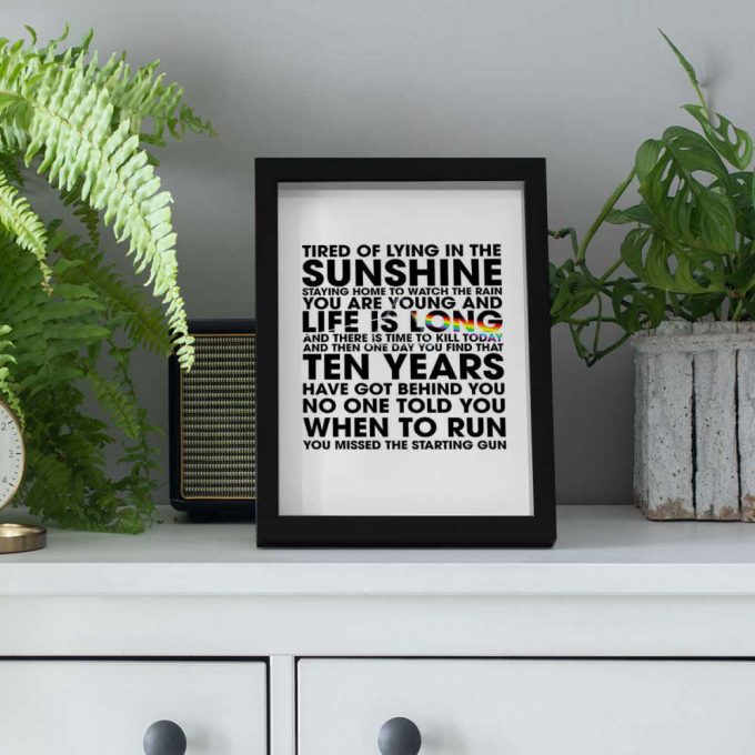 Pink Floyd Poster For Home Decor Gift For Home Decor Gift – Time Lyrics Tired Of Lying In The Sunshine Staying Home To Watch The Rain 3