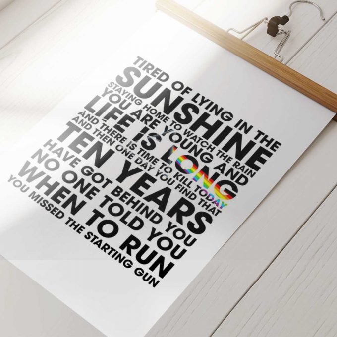 Pink Floyd Poster For Home Decor Gift For Home Decor Gift – Time Lyrics Tired Of Lying In The Sunshine Staying Home To Watch The Rain 4