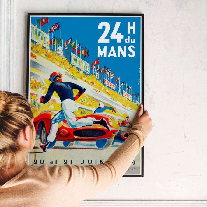 Vintage 1959 Le Mans Motor Racing Poster For Home Decor Gift 2