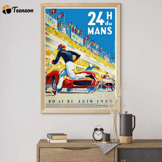 Vintage 1959 Le Mans Motor Racing Poster For Home Decor Gift 1