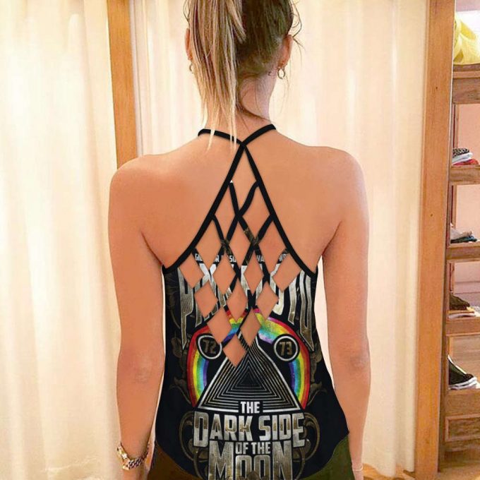 Dark Side Of The Moon 1972 1973 Pink Floyd Poster For Home Decor Gift Criss Cross Tank Top 2