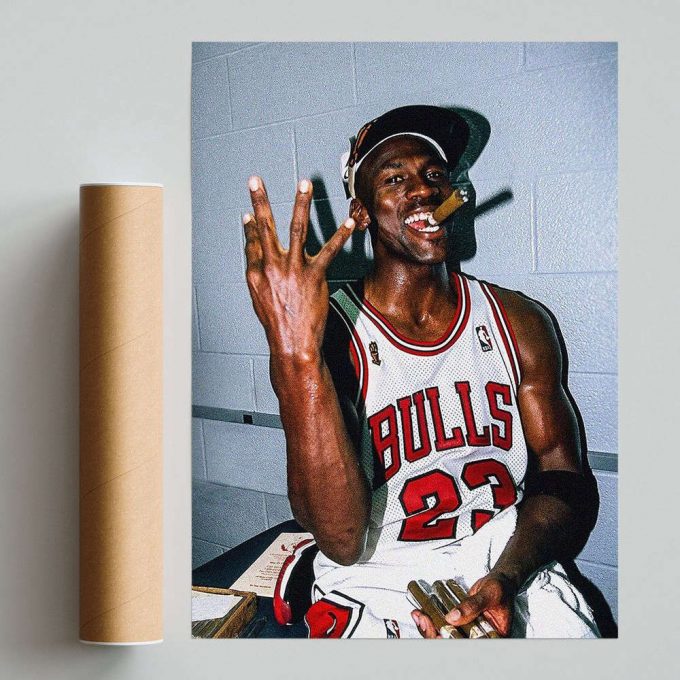 Michael Jordan Poster For Home Decor Gift, Three Peat Champions With Cigar Poster For Home Decor Gift 5