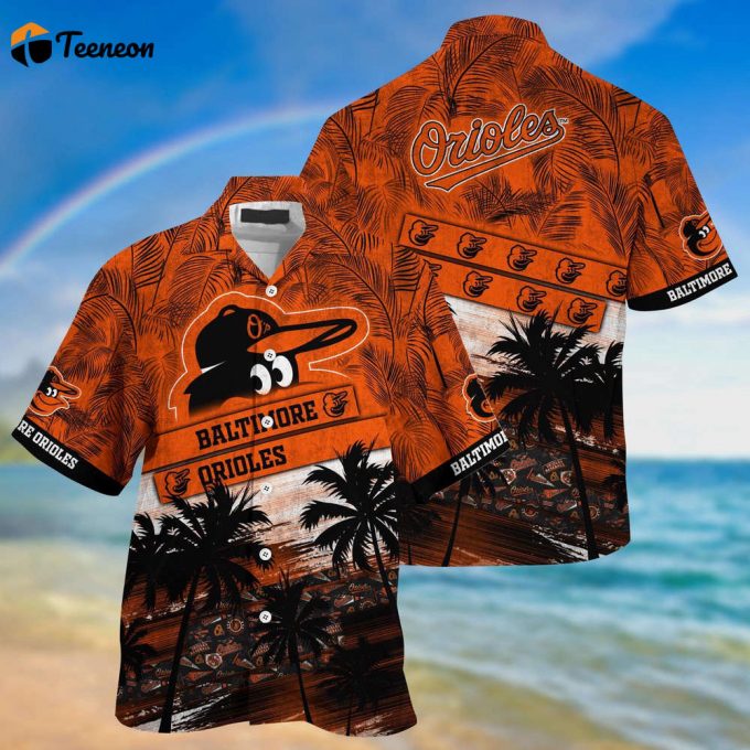 Mlb Baltimore Orioles Hawaiian Shirt Palm Tree Pattern For Fans Sports 1