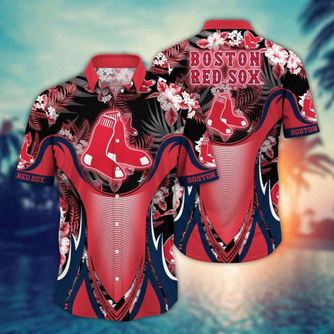 Mlb Boston Red Sox Hawaiian Shirt Flower Grandstand Glamour For Fans 2