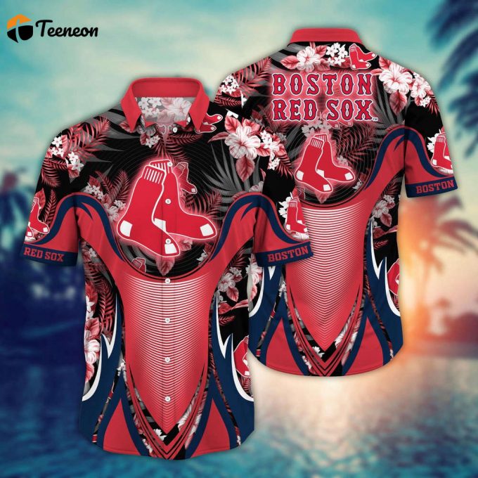 Mlb Boston Red Sox Hawaiian Shirt Flower Grandstand Glamour For Fans 1