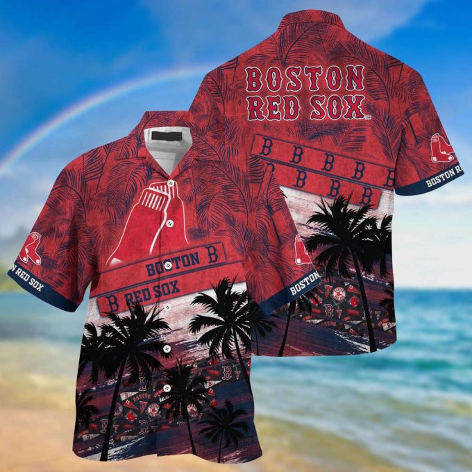 Mlb Boston Red Sox Hawaiian Shirt Palm Tree Pattern For Fans Sports 2