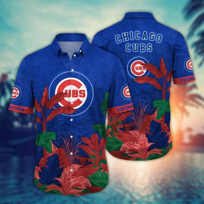 Mlb Chicago Cubs Hawaiian Shirt Flower Tropical Trees Pattern For Fans 2