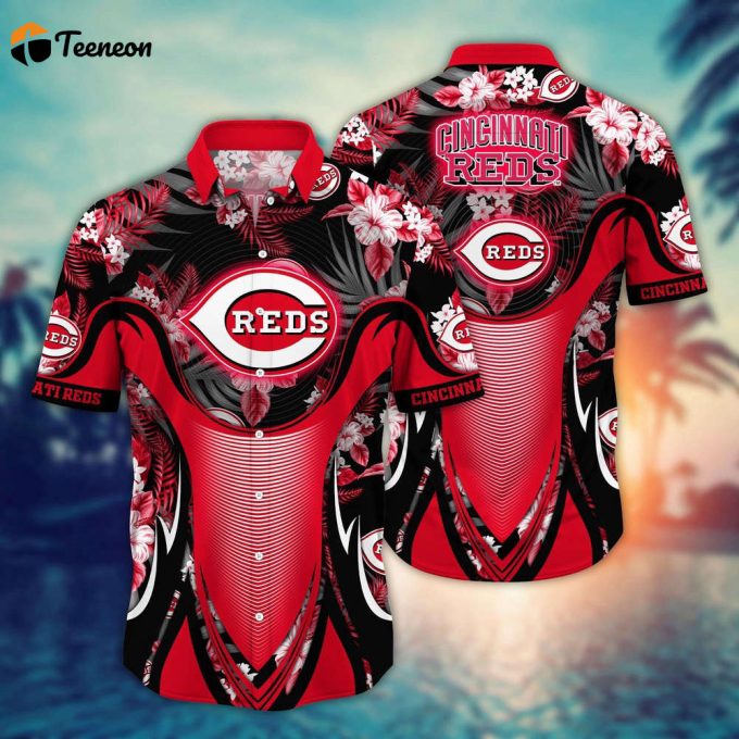 Mlb Cincinnati Reds Hawaiian Shirt Flower Grandstand Glamour For Fans 1