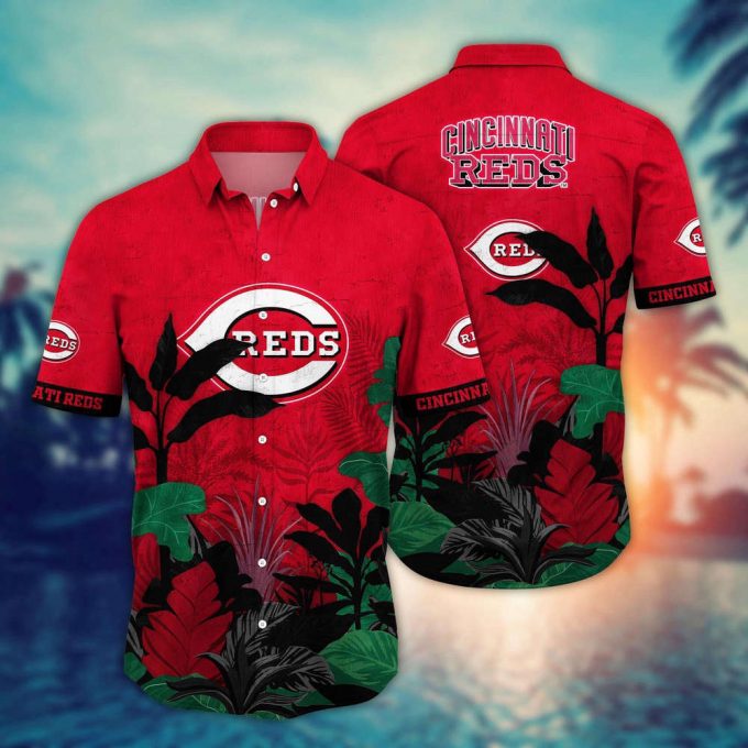 Mlb Cincinnati Reds Hawaiian Shirt Flower Tropical Trees Pattern For Fans 2