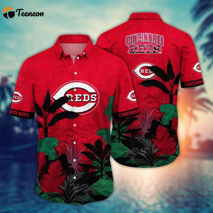 Mlb Cincinnati Reds Hawaiian Shirt Flower Tropical Trees Pattern For Fans 1