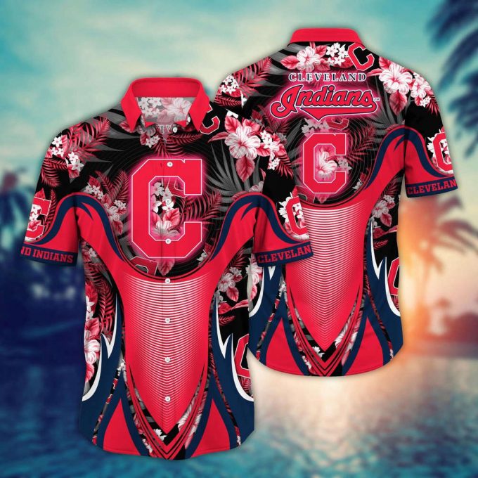 Mlb Cleveland Indians Hawaiian Shirt Flower Grandstand Glamour For Fans 2