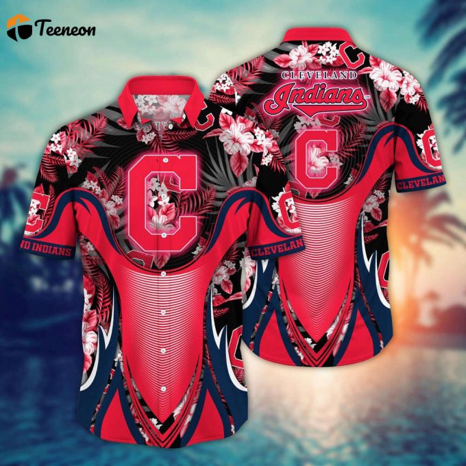 Mlb Cleveland Indians Hawaiian Shirt Flower Grandstand Glamour For Fans 1