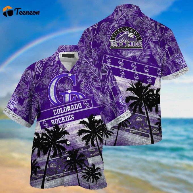 Mlb Colorado Rockies Hawaiian Shirt Palm Tree Pattern For Fans Sports 1