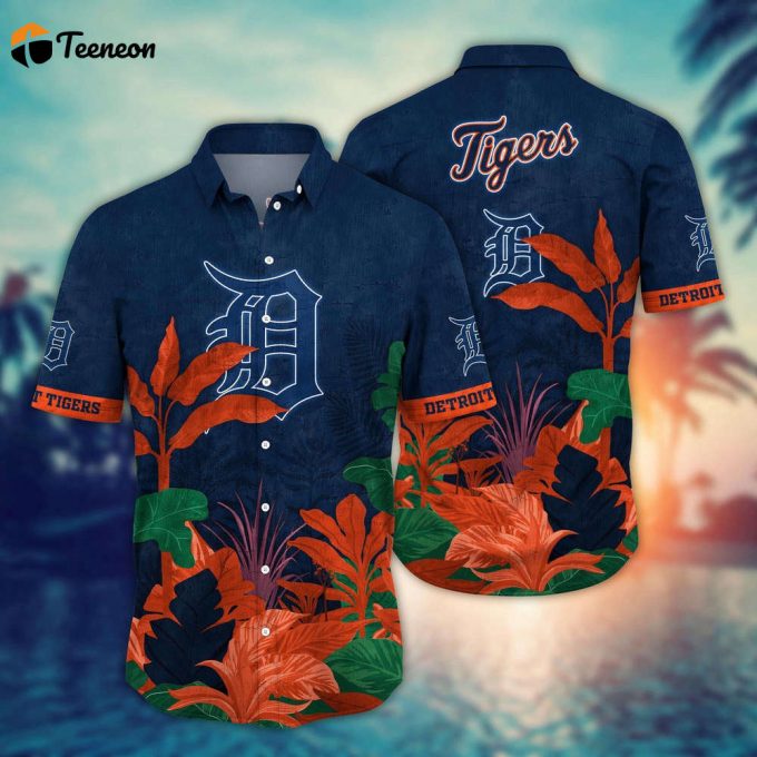 Mlb Detroit Tigers Hawaiian Shirt Flower Tropical Trees Pattern For Fans 1