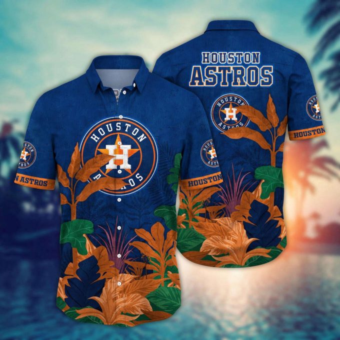 Mlb Houston Astros Hawaiian Shirt Flower Tropical Trees Pattern For Fans 2