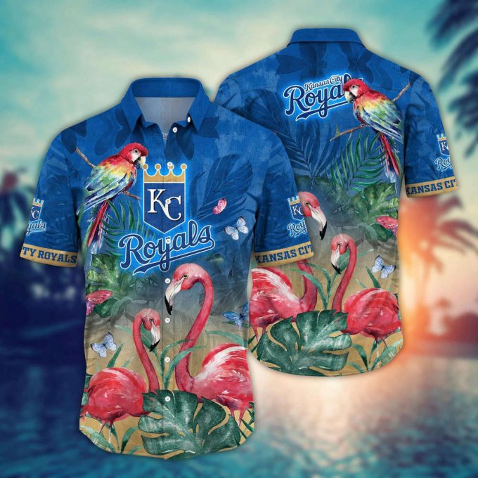 Mlb Kansas City Royals Hawaiian Shirt Flower Pink Crane Pattern For Fans 2