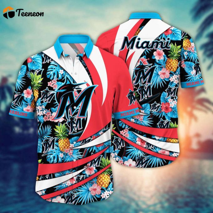 Mlb Miami Marlins Hawaiian Shirt Flower Bloom In Glory For Fans 1