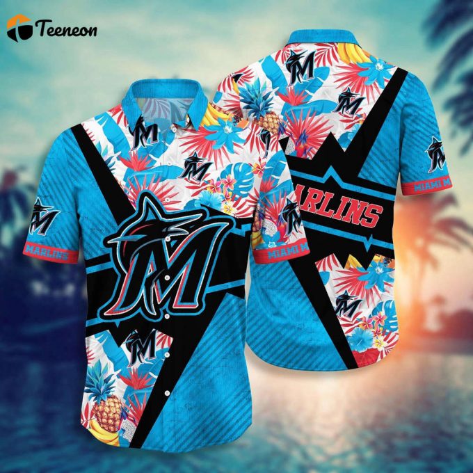 Mlb Miami Marlins Hawaiian Shirt Flower Swing Into Sunset For Fans 1