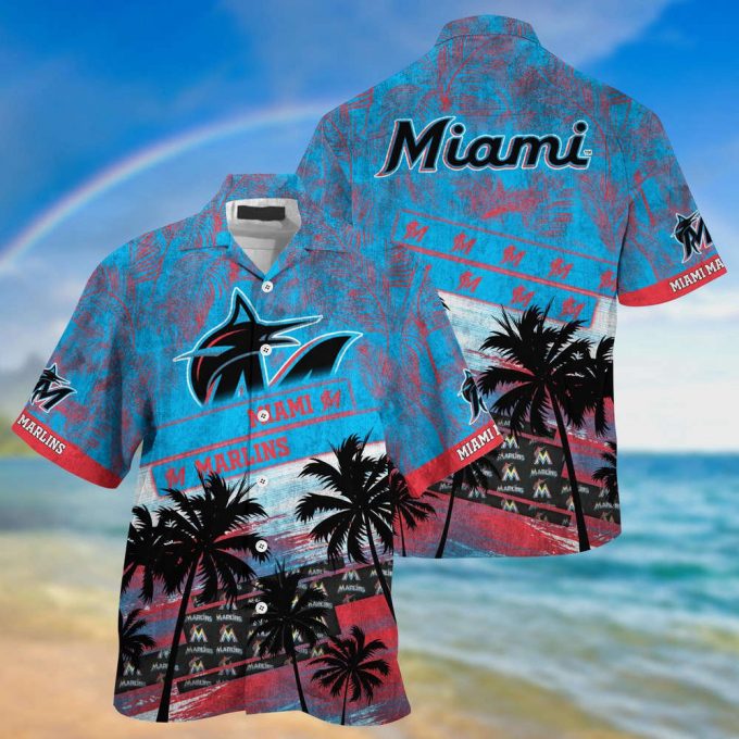 Mlb Miami Marlins Hawaiian Shirt Palm Tree Pattern For Fans Sports 2