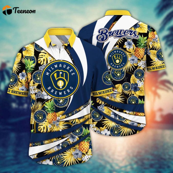 Mlb Milwaukee Brewers Hawaiian Shirt Flower Bloom In Glory For Fans 1