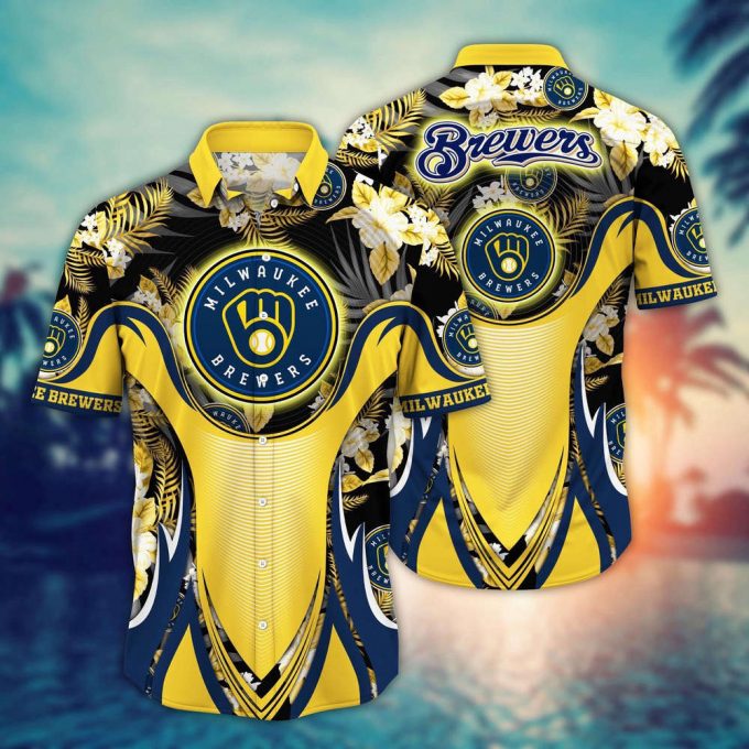 Mlb Milwaukee Brewers Hawaiian Shirt Flower Grandstand Glamour For Fans 2