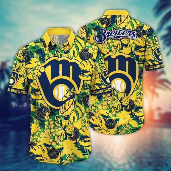 Mlb Milwaukee Brewers Hawaiian Shirt Flower Palm Tree Paradise For Fans 2