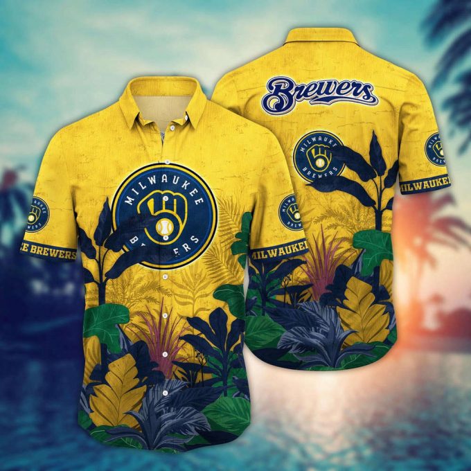 Mlb Milwaukee Brewers Hawaiian Shirt Flower Tropical Trees Pattern For Fans 2