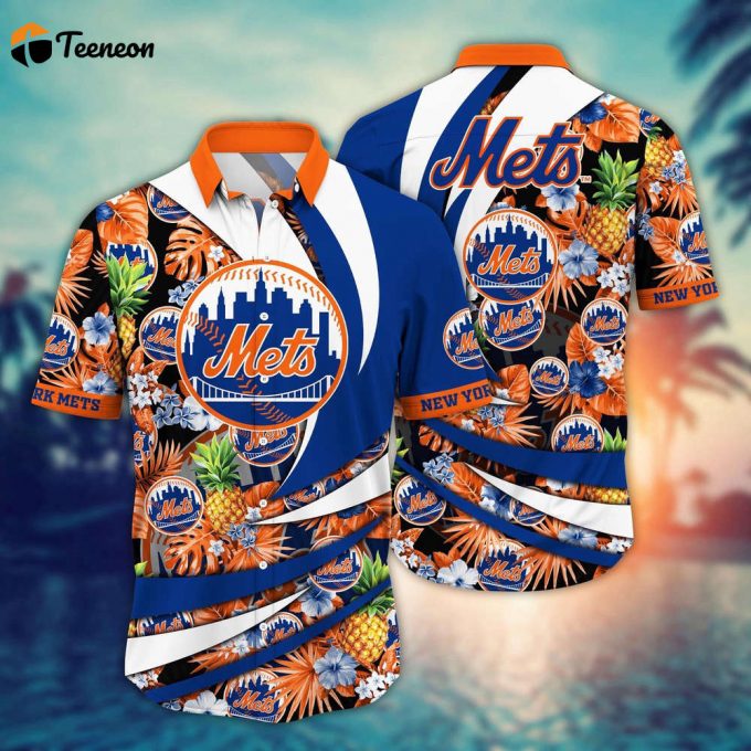 Mlb New York Mets Hawaiian Shirt Flower Bloom In Glory For Fans 1