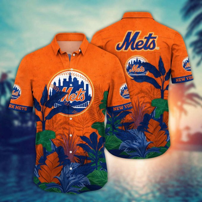 Mlb New York Mets Hawaiian Shirt Flower Tropical Trees Pattern For Fans 2