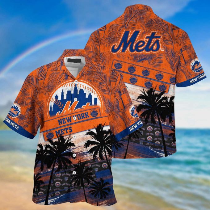 Mlb New York Mets Hawaiian Shirt Palm Tree Pattern For Fans Sports 2