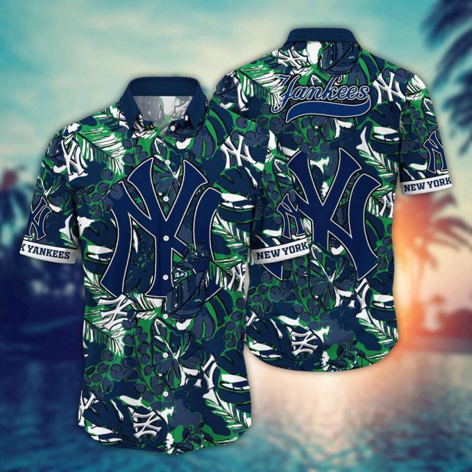 Mlb New York Yankees Hawaiian Shirt Flower Palm Tree Paradise For Fans 2